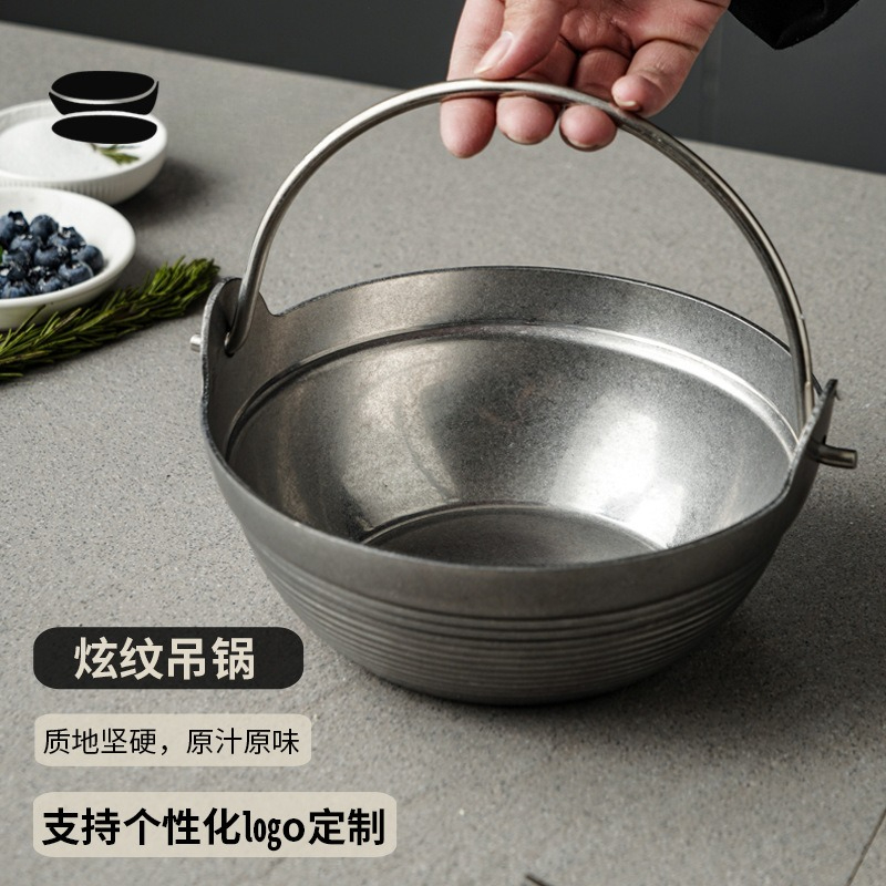 Camping Hanging Cooking Pot - Retro drielaagse stalen camping kleine kookpot