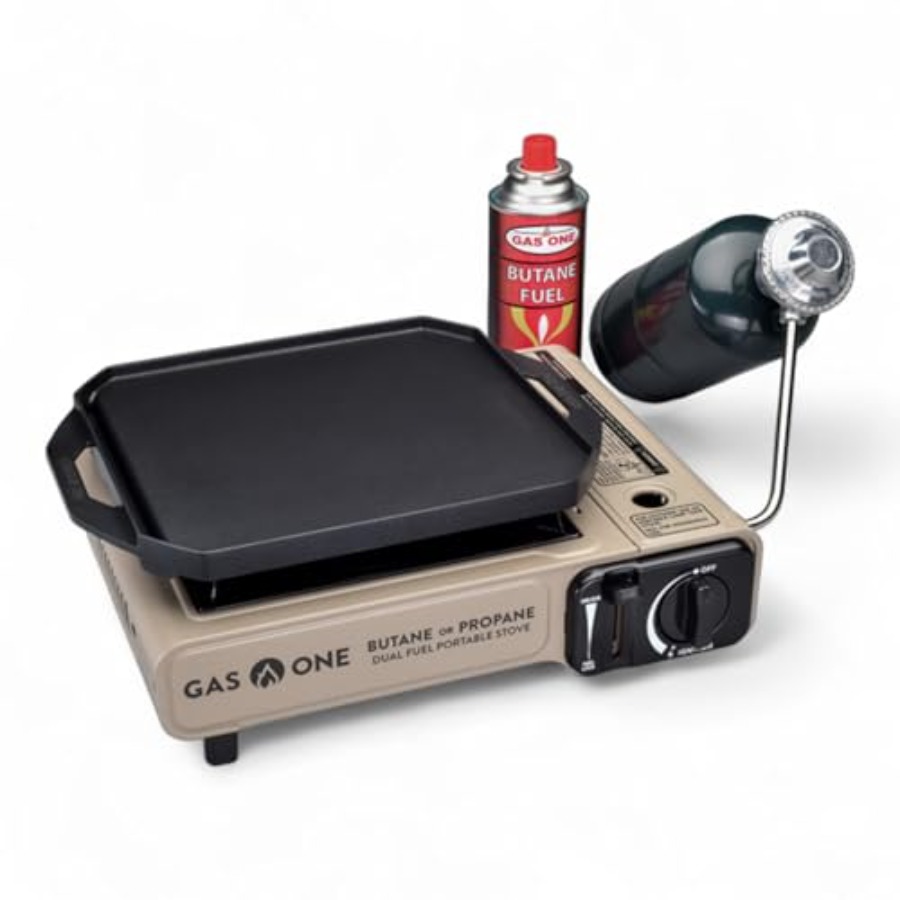 Camping Cooking Flat Top - GasOne GS-3400P-KIT Propaan- of butaangas platte
