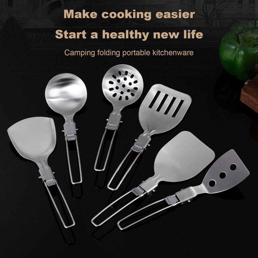 Camping Cooking Set Non Stick - Roestvrijstalen kampeerspatel, roestvrijstalen kampeerkookgerei set, hittebestendig,