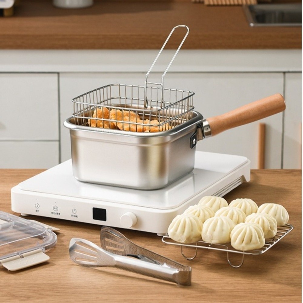 Camping Cooking Set Non Stick - Draagbare roestvrijstalen koekenpan vierkante vorm antiaanbaklaag