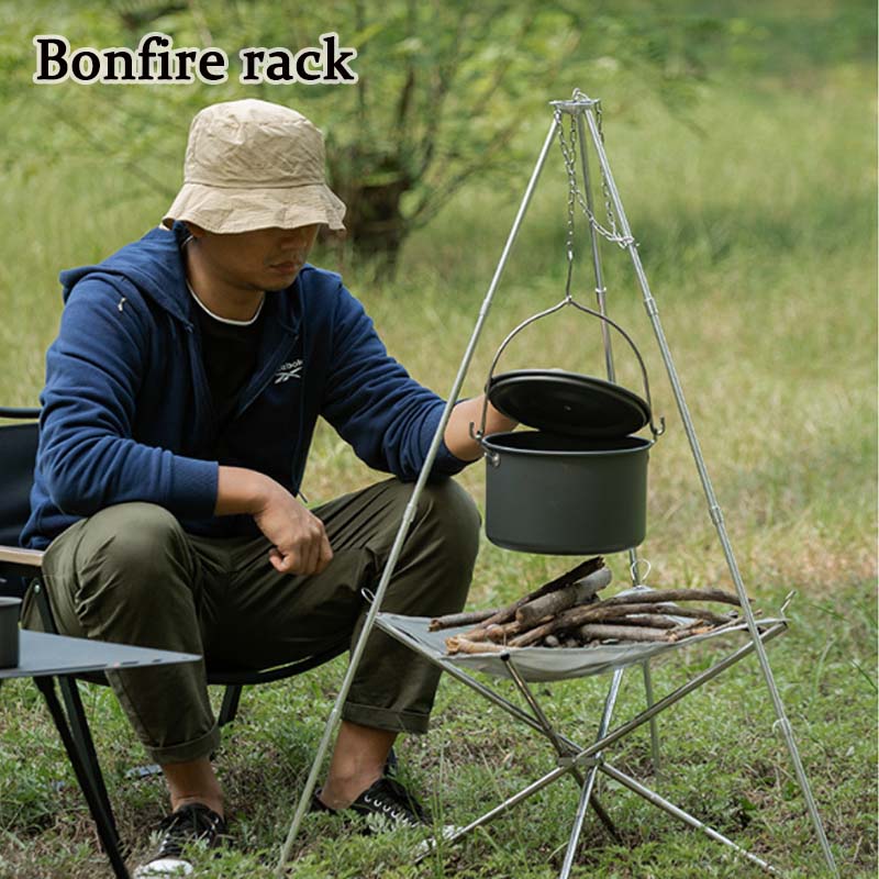 Camping Hanging Cooking Pot - Camping Vreugdevuur Statief Draagbare Driehoeksondersteuning Camping