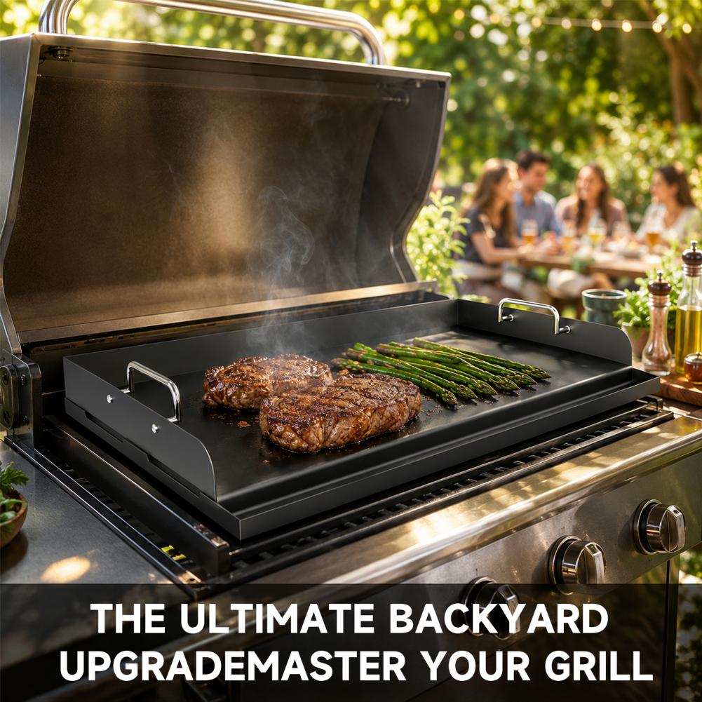 Camping Cooking Flat Top - Dikke gietijzeren bakplaat, voorgekruide antiaanbakplaat, universele