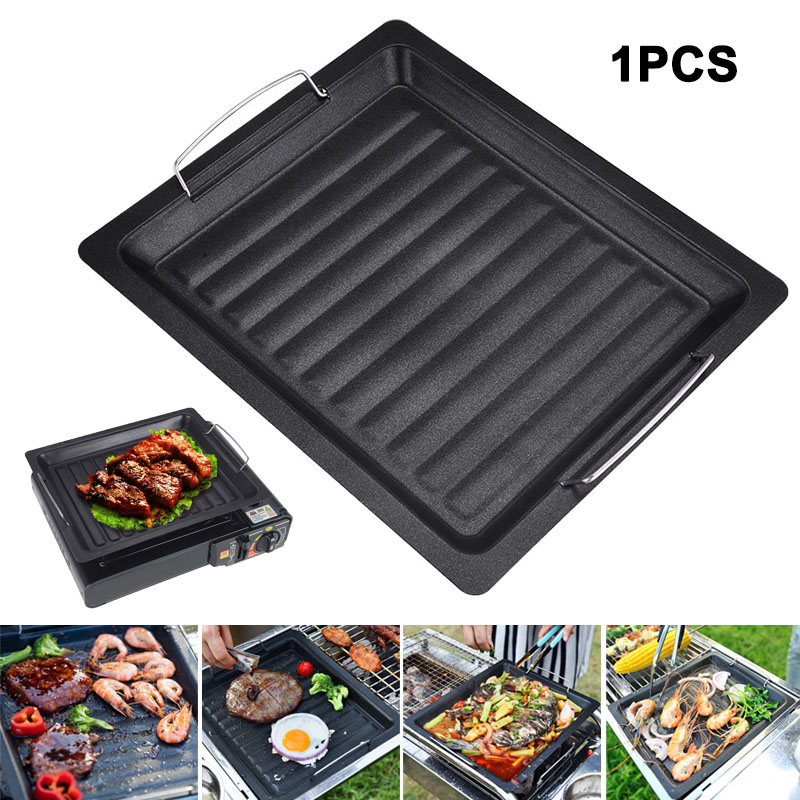 Camping Cooking Set Non Stick - Buiten dikke vierkante grillpan met twee