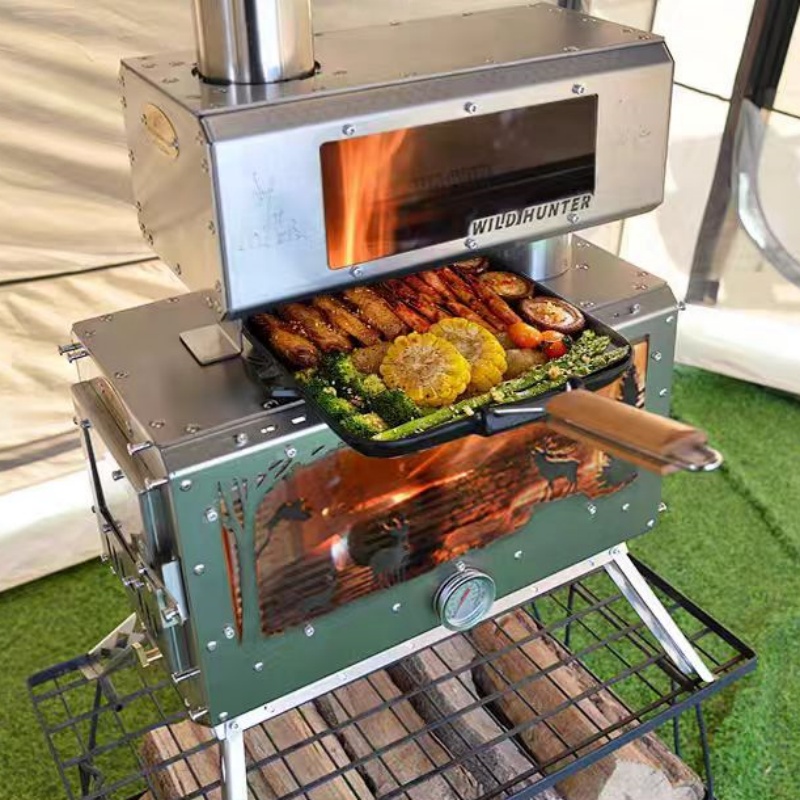 Camping With Cooking - Campinghaard met 2-zijdige vuurobservatie, verwarming en