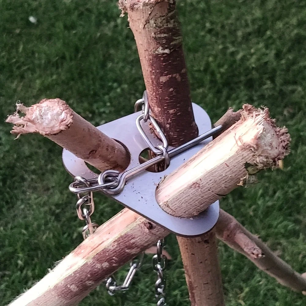 Camping Hanging Cooking Pot - Outdoor BBQ-statief Draagbaar afneembaar ophangrek Roestvrij
