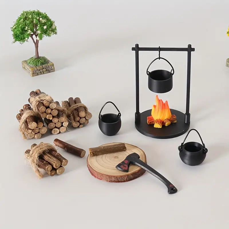 Camping Hanging Cooking Pot - Mini Kampvuur Hangende Kachel Pot Poppenhuis
