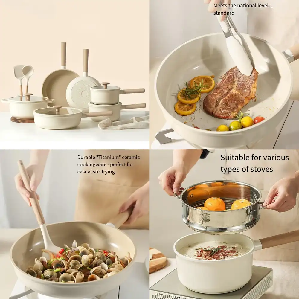 Camping Cooking Set Non Stick - Geling Chinese Keukenkookgereiset 8-delig Anti-aanbak Titanium