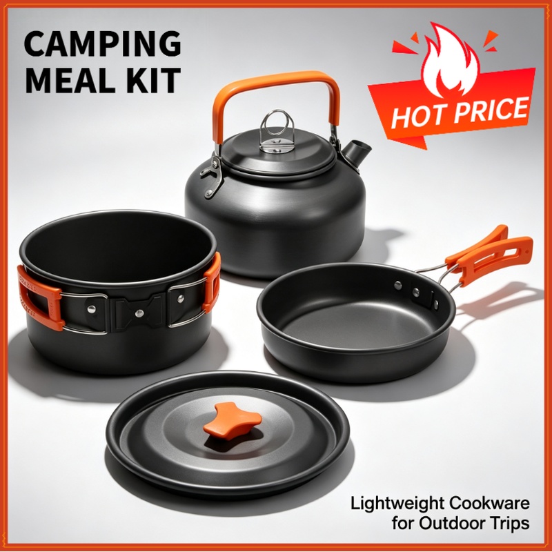 Camping Cooking Set Non Stick - Campingkookset Campingkookgerei Reisservies Outdoor Picknickset Theepot