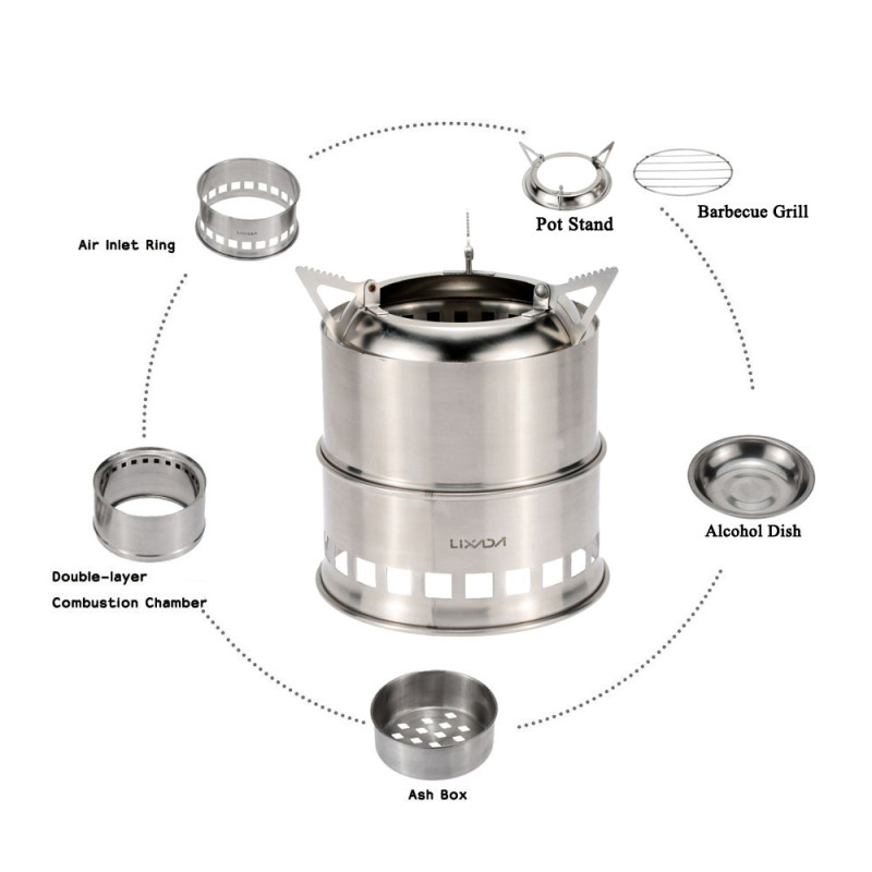 Lixada Roestvrijstalen Houtkac - Camping Cooking Lightweight recensie en prijs
