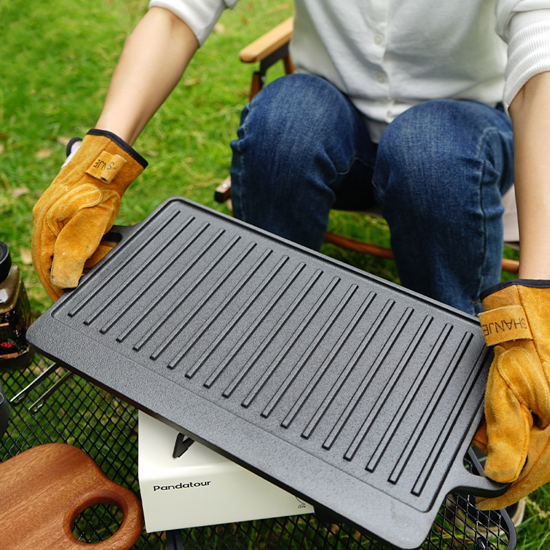 Dubbelzijdige gietijzeren gril - Camping Cooking Flat Top recensie en prijs