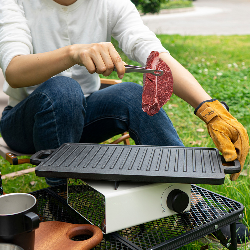 Dubbelzijdige gietijzeren gril - Camping Cooking Flat Top recensie en prijs