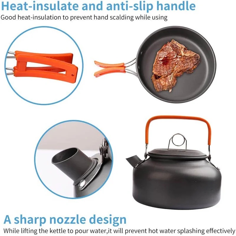 Campingkookset Campingkookgere - Camping Cooking Set Non Stick recensie en prijs
